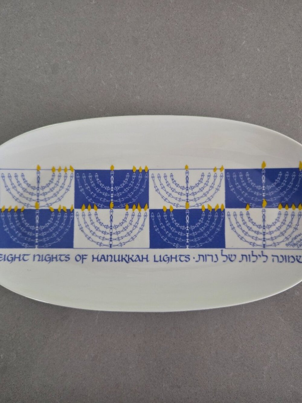 "Eight Nights of Hanukkah Lights" Small Oval Platter by Betsy Platkin Teutsch